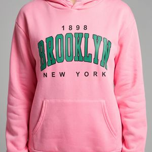Худи розовое с принтом «1898 BROOKLYN NEW YORK»