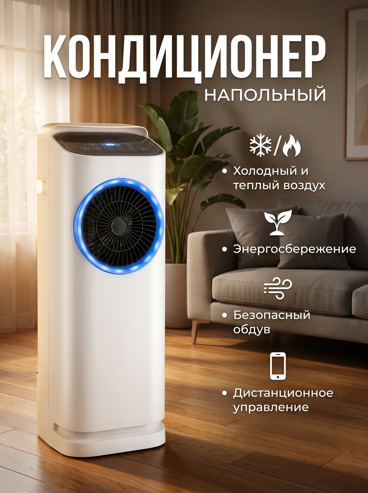 Напольный охладитель, мобильный вентилятор 2в1: охлаждение и обогрев