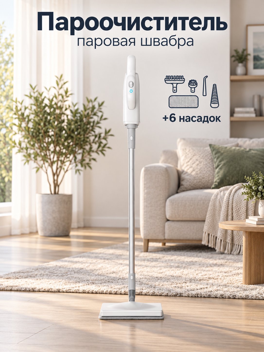 Вертикальный пароочиститель HD-QJ206, многофункциональная паровая швабра