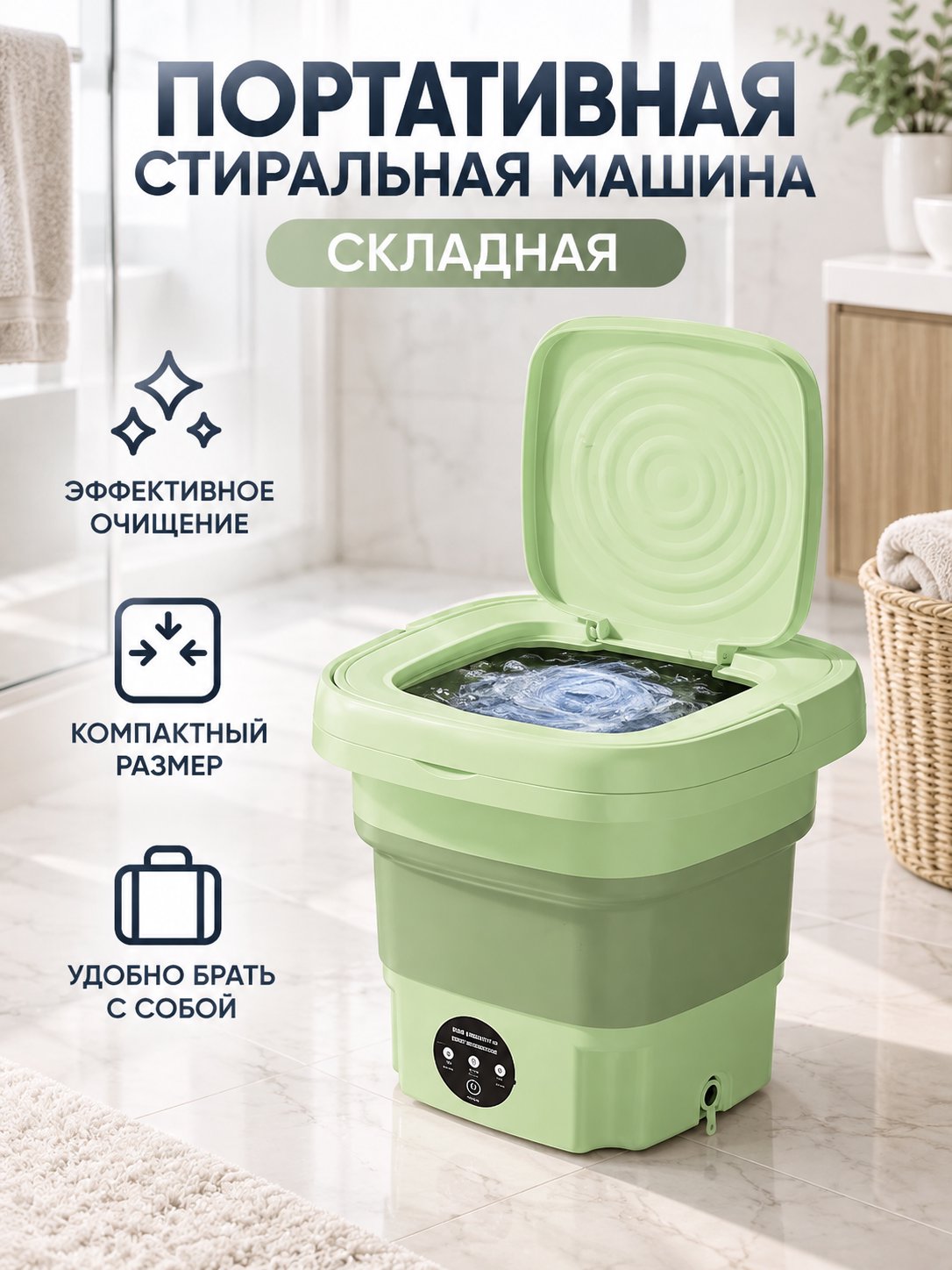 Мини-стиральная машина, портативная, складная